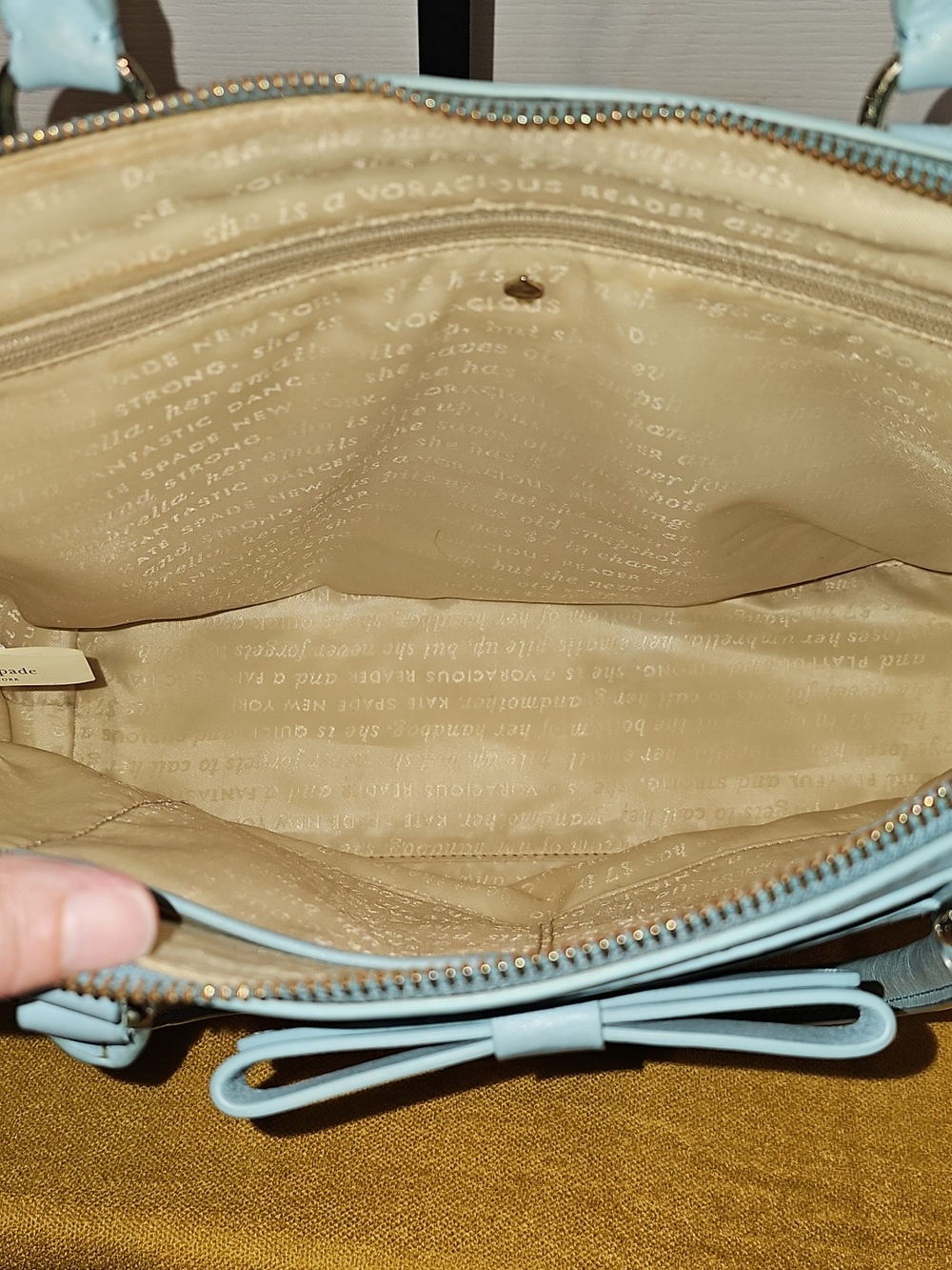 Kate Spade Tallow Court Jennifer Leather Satchel - Baby Blue Storybook Lining - Picture 7 of 16